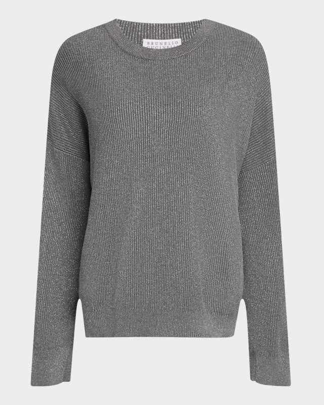 Lurex Cotton Metallic English Rib Knit Sweat